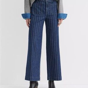 LOFT Palmer Wide Leg Pants in Pinstripe Size 12P